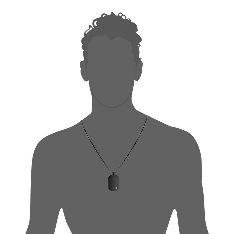Geoffrey Beene Men's Stainless Steel Engravable Dog Tag Pendant Necklace with Cubic Zirconia Stone (Black) - Image 4